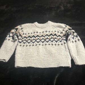 Zara Gray and Blue Patterned Sweater